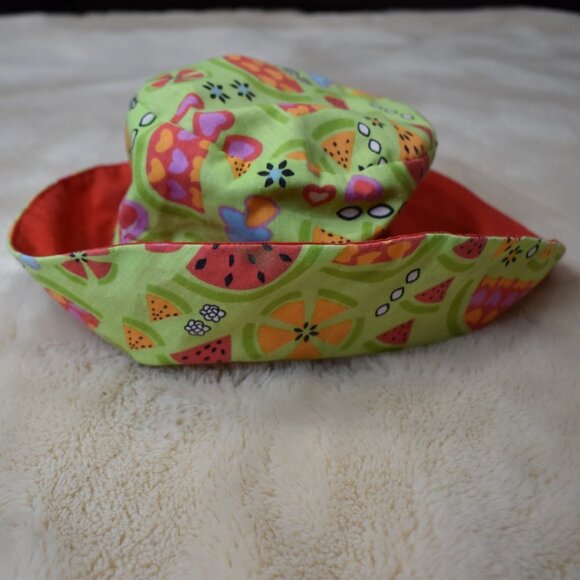 Girls Sun Beach Bucket Hat Green Red - Picture 1 of 9